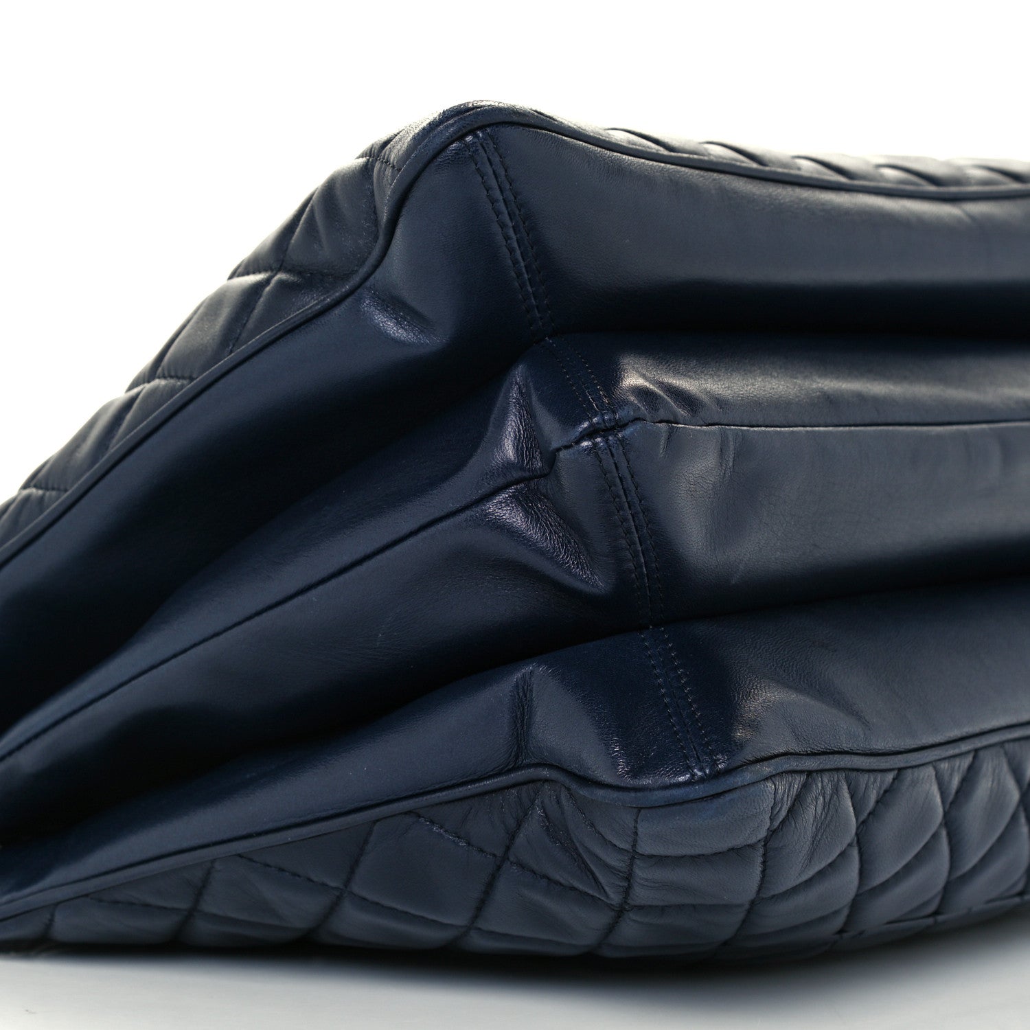 Chanel Lambskin Quilted Accordion Shopping Tote Navy 10 of 11