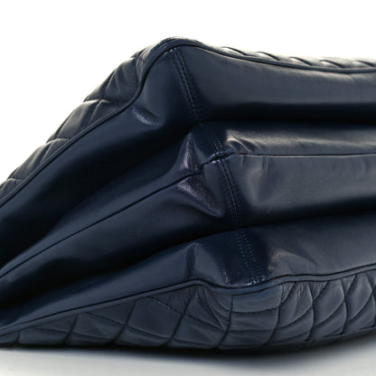 Chanel Lambskin Quilted Accordion Shopping Tote Navy 10 of 11