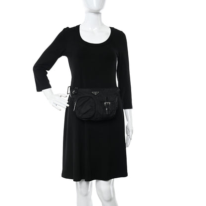 Prada Tessuto Nylon Soft Calfskin Sling Belt Bag Black 2 of 16
