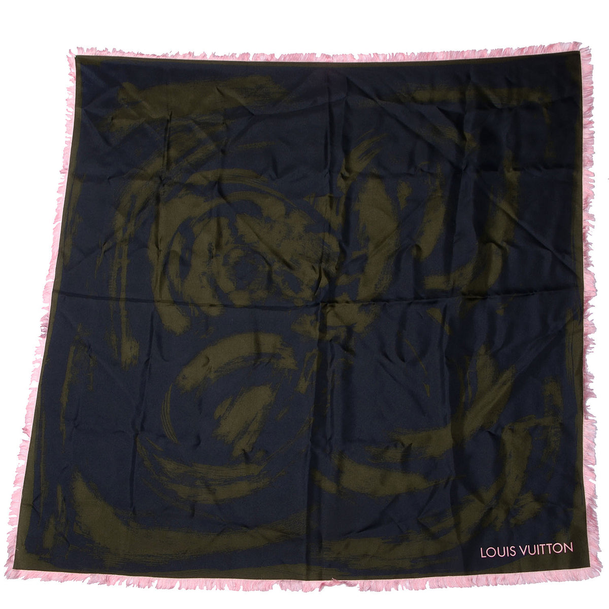 Silk Arty Flower Scarf Green Pink