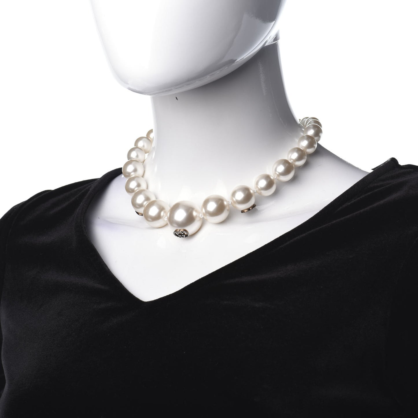 Crystal Pearl Strawberry Necklace Gold