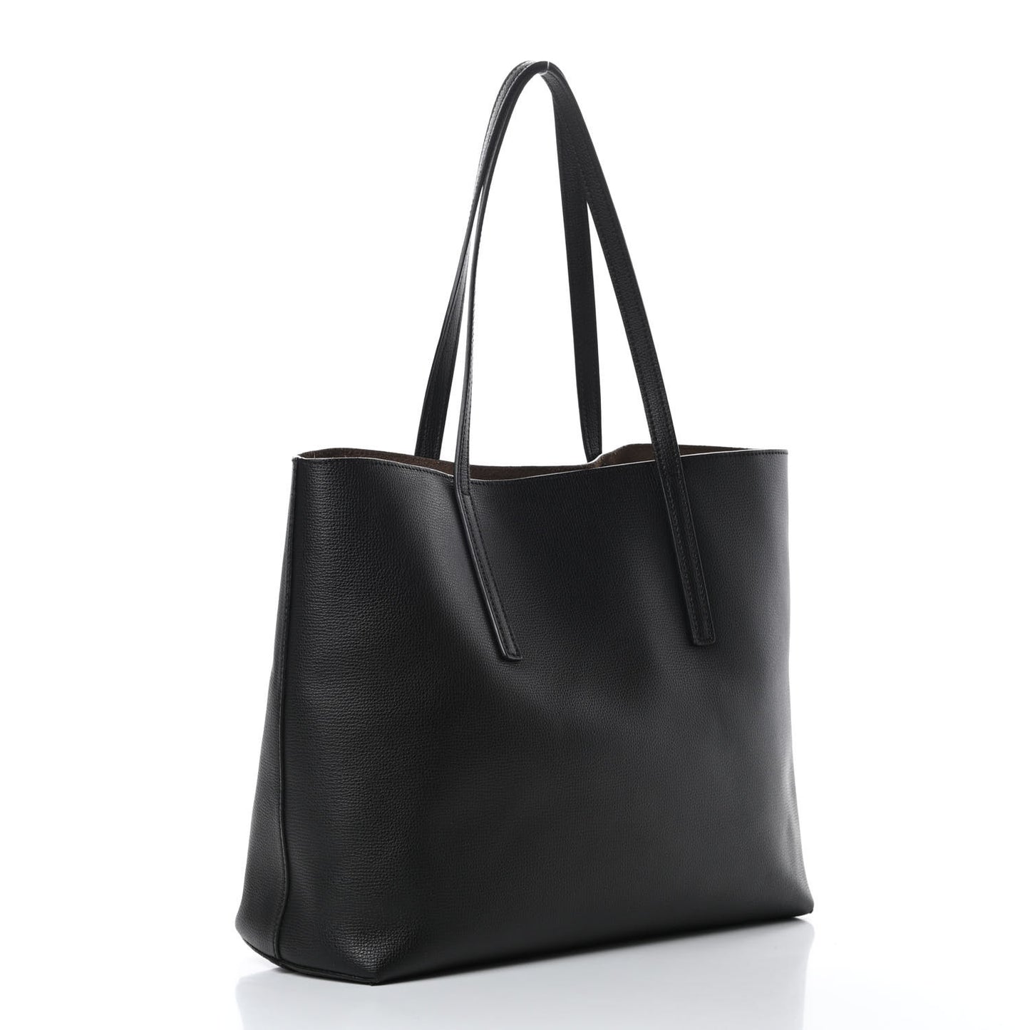 Vitello Vienna Enamel F is Fendi Shopping Tote Black Taupe