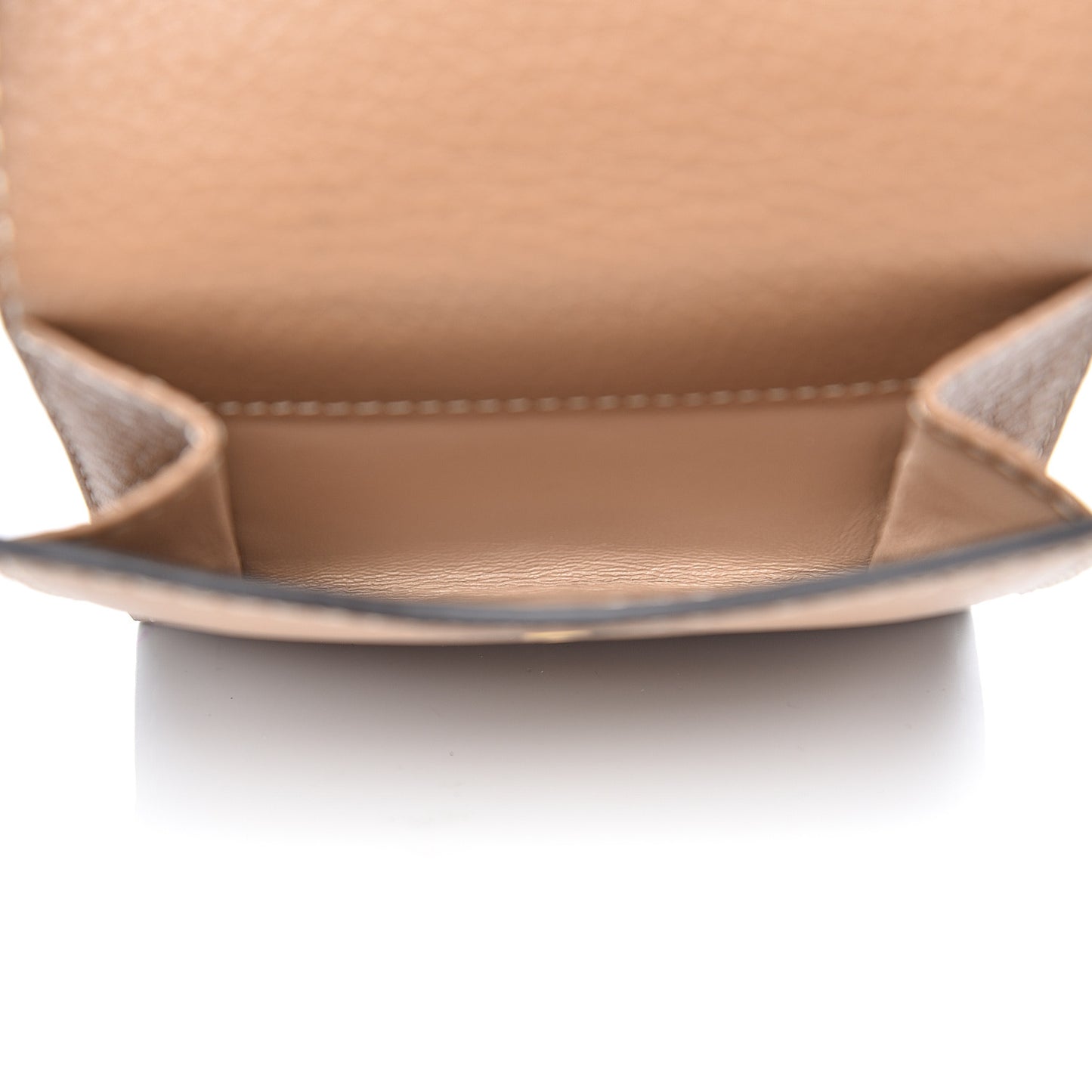 Grained Calfskin Marcie Square Wallet Nut