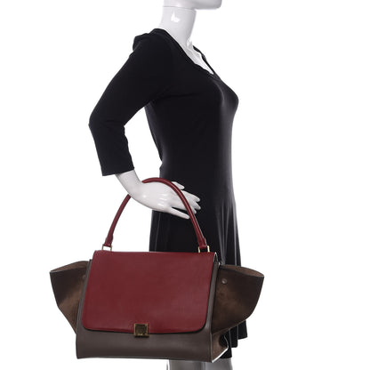 Celine Calfskin Suede Large Tri-Color Trapeze Granite 2 of 13