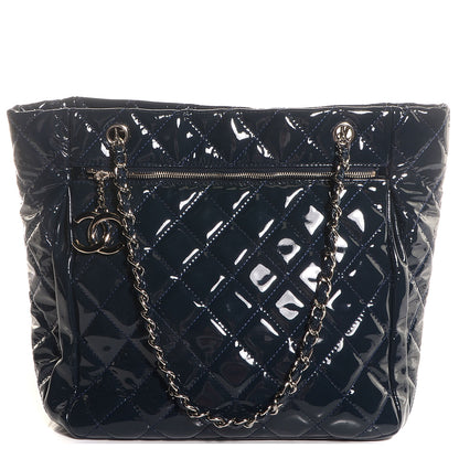Chanel Patent Quilted Chic and Glitter Large Tote Navy Blue 1 of 7
