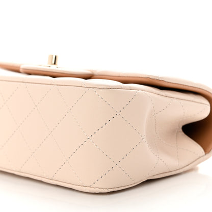 Chanel Lambskin Quilted Bi-Color Mini Top Handle Rectangular Flap Ecru Dark Beige 9 of 9