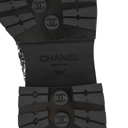 Chanel Tweed Patent Cap Toe Quilted Short Boots 39 Black White 8 of 9