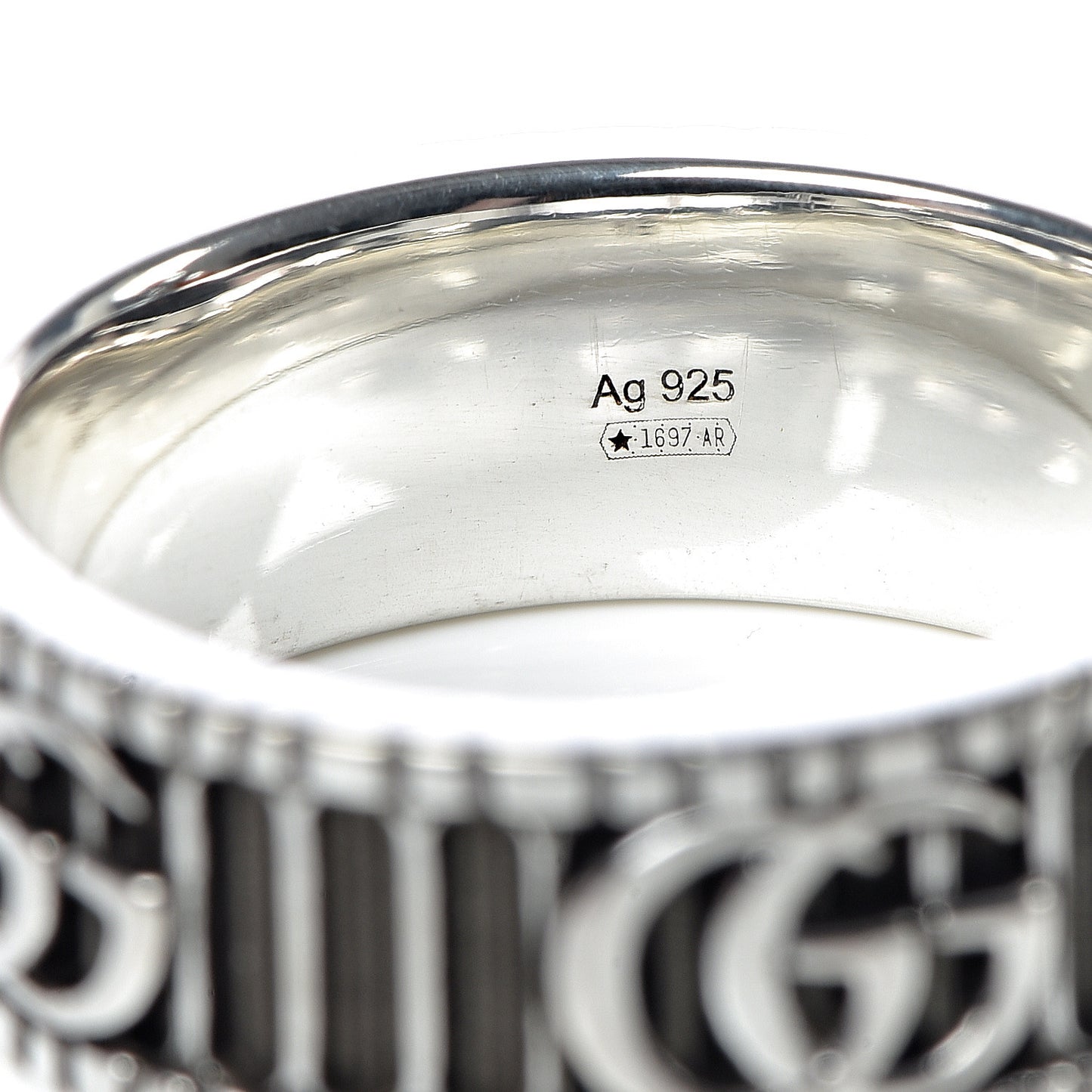 Sterling Silver Double G Band Ring 56 7.5