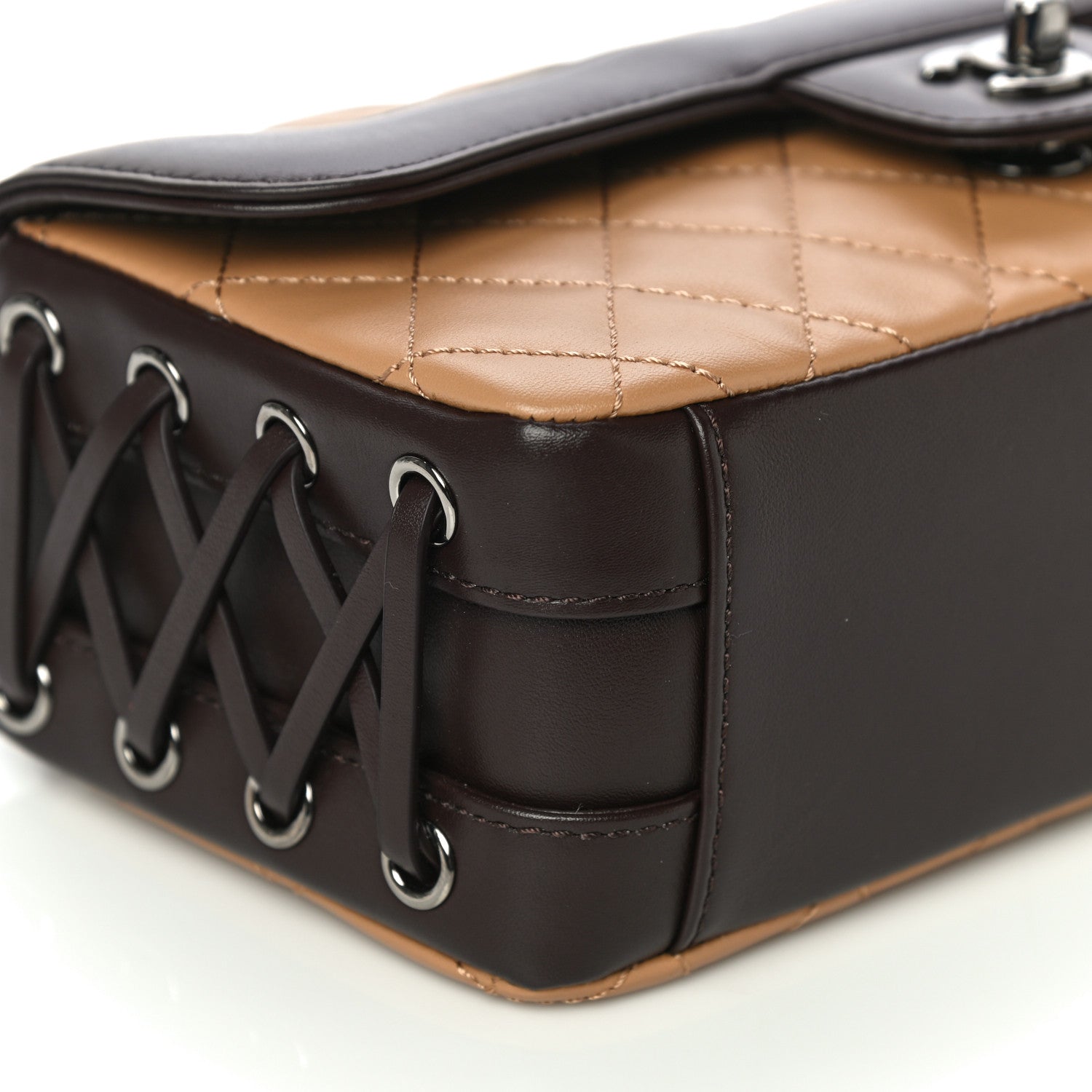 Chanel Calfskin Quilted Small Coco Corset Flap Brown Beige 8 of 12