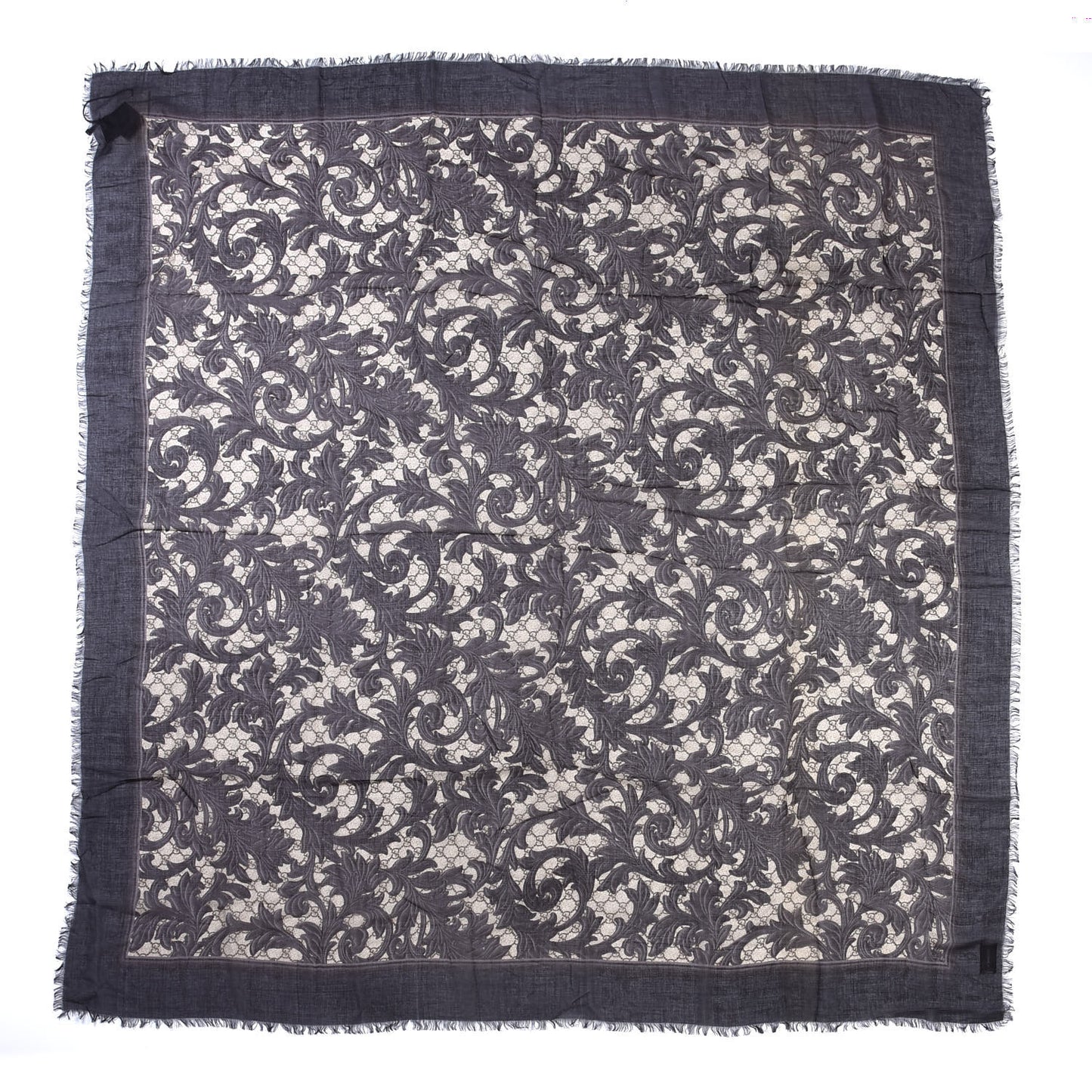 Modal Silk Monogram Arabesque Shawl Black