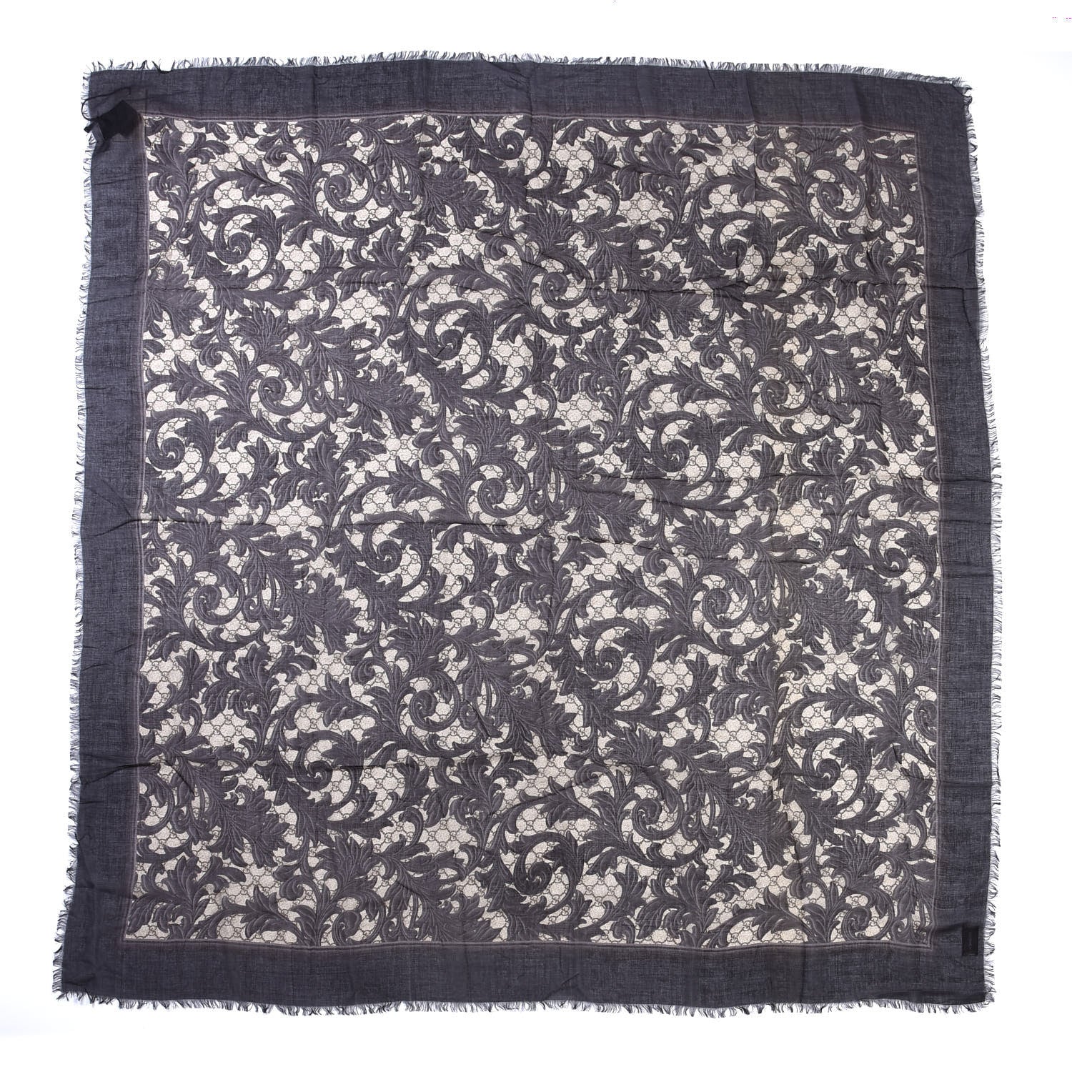 Gucci Modal Silk Monogram Arabesque Shawl Black 1 of 4