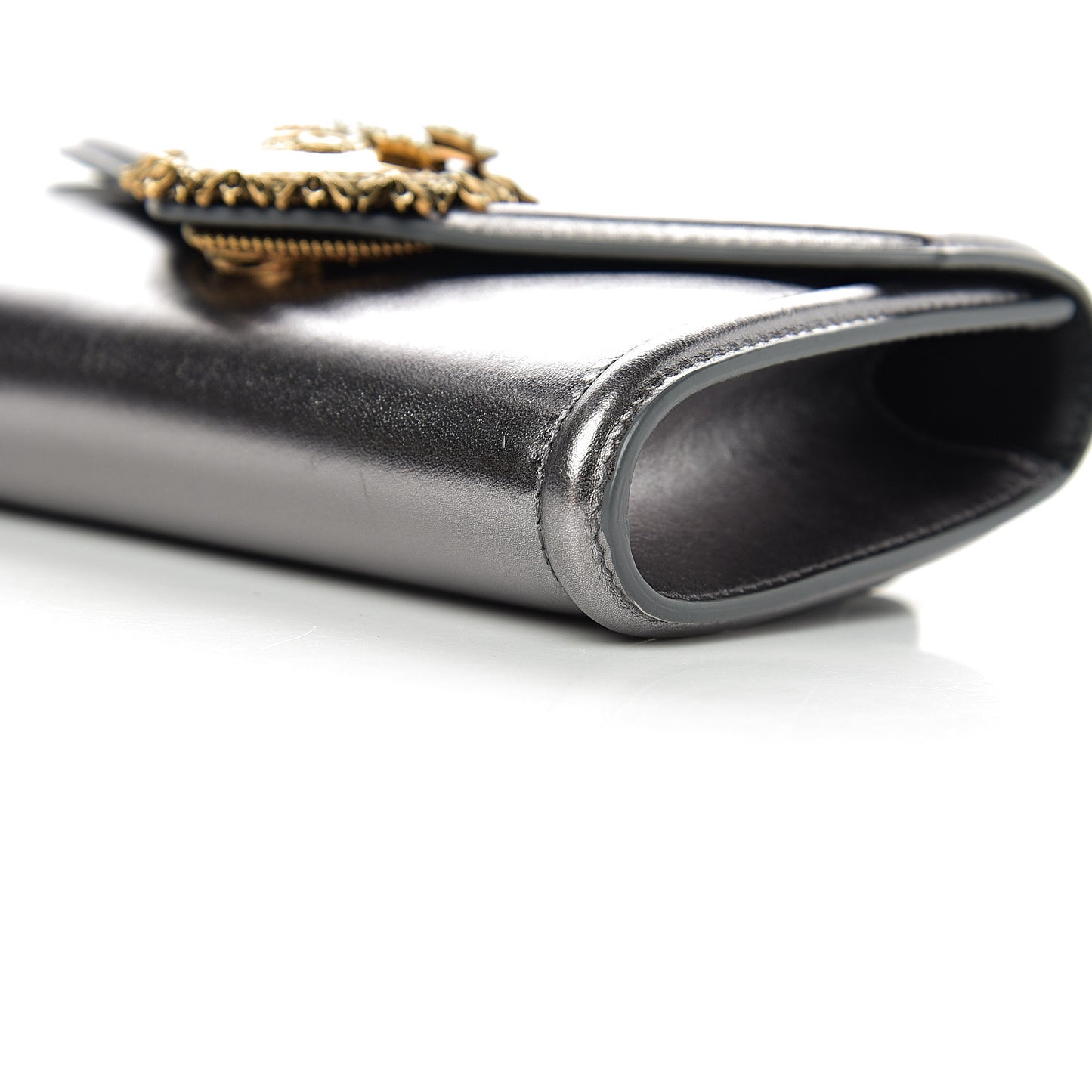 Metallic Agnello Vitello Devotion Belt Bag 95 38 Argento Scuro