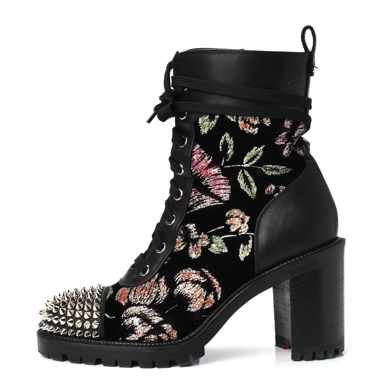 Christian Louboutin Velvet Ingrassato Spike TS Croc 70 Boots 38 Black Multi 1 of 4