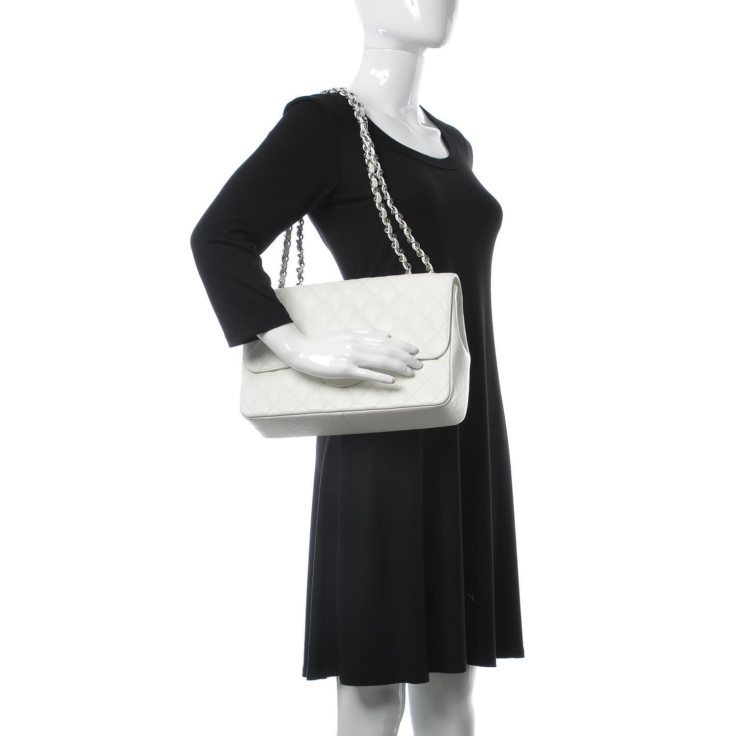 Caviar Quilted Jumbo Single Flap White