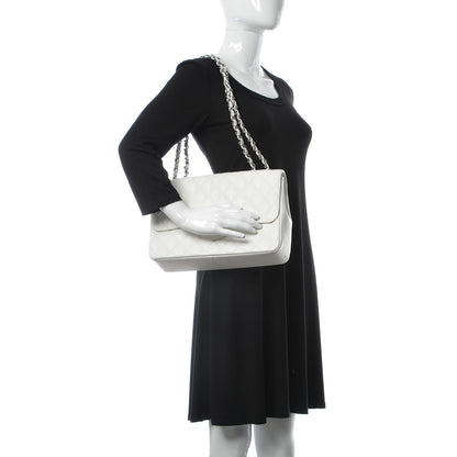 Chanel Caviar Quilted Jumbo Single Flap White 2 of 11