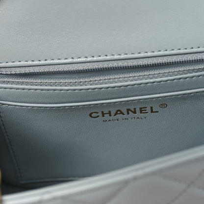 Chanel Grained Calfskin Quilted Flap Light Blue 6 of 11
