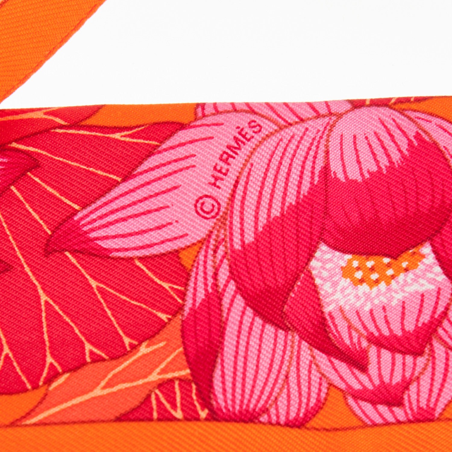 Hermes Silk Fleurs De Lotus Twilly Corail 3 of 4
