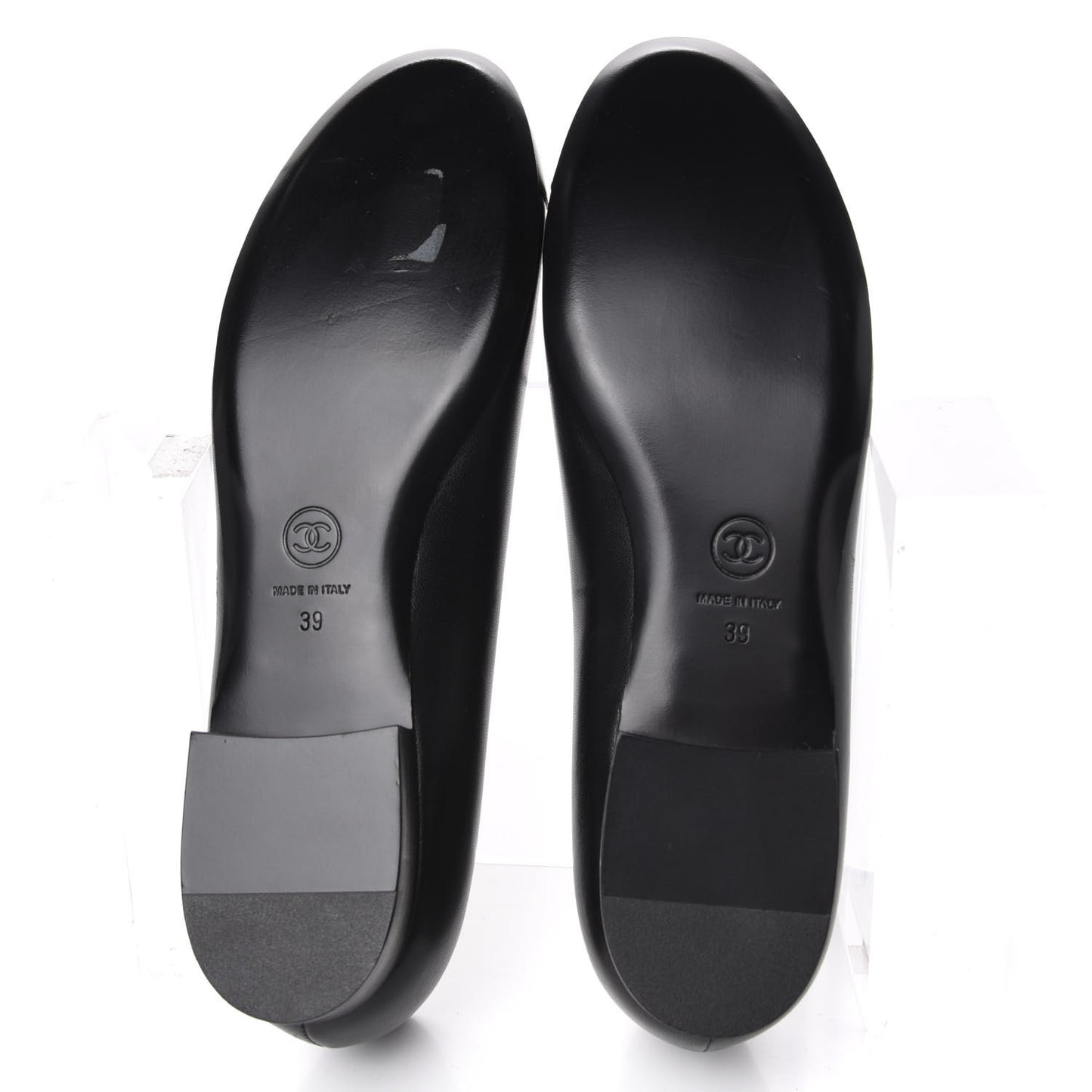 Lambskin Camellia Ballerina Flats 39 Black