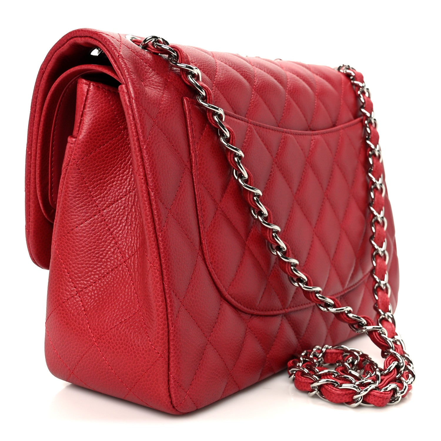 Chanel Caviar Quilted Jumbo Double Flap Dark Red 3 of 11