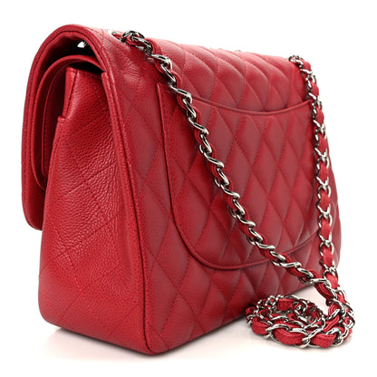 Chanel Caviar Quilted Jumbo Double Flap Dark Red 3 of 11