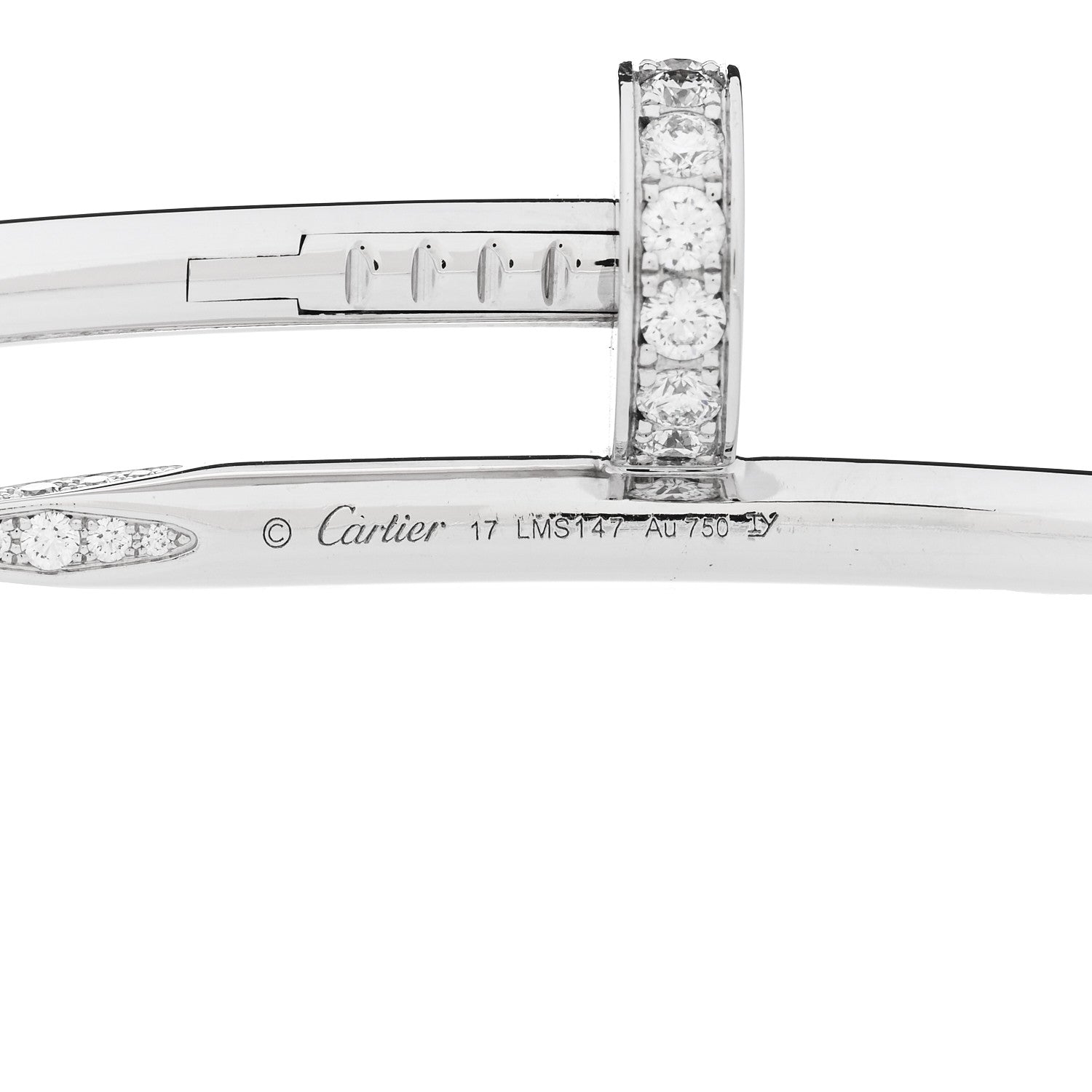 Cartier 18K White Gold Diamond Juste Un Clou Bracelet 17 3 of 3