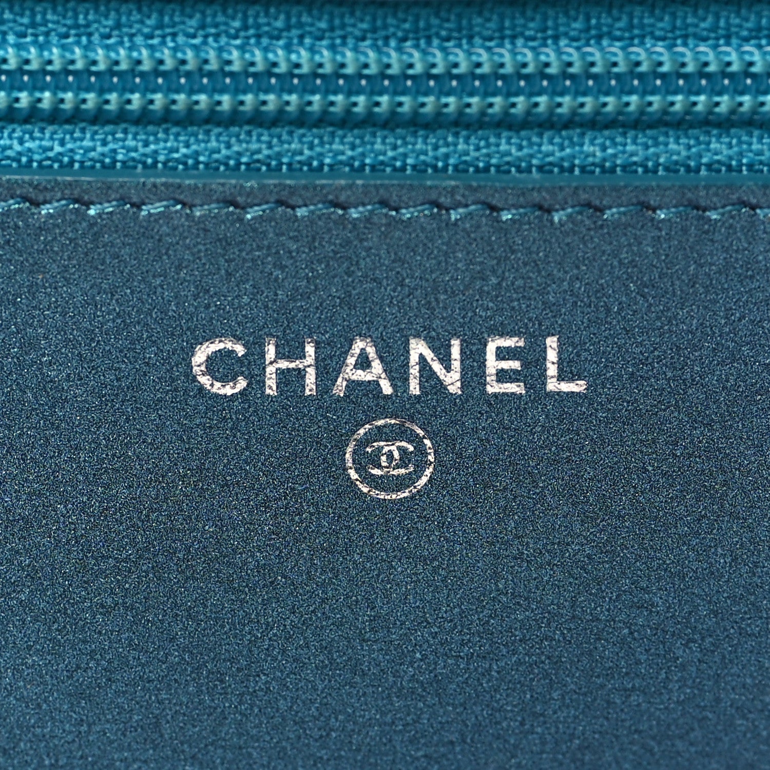 Chanel Metallic Lambskin Wallet On Chain WOC Turquoise 5 of 10
