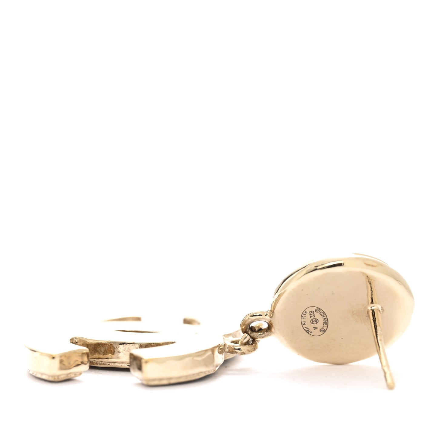 Pearl Enamel CC Drop Earrings Black