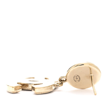 Chanel Pearl Enamel CC Drop Earrings Black 4 of 5
