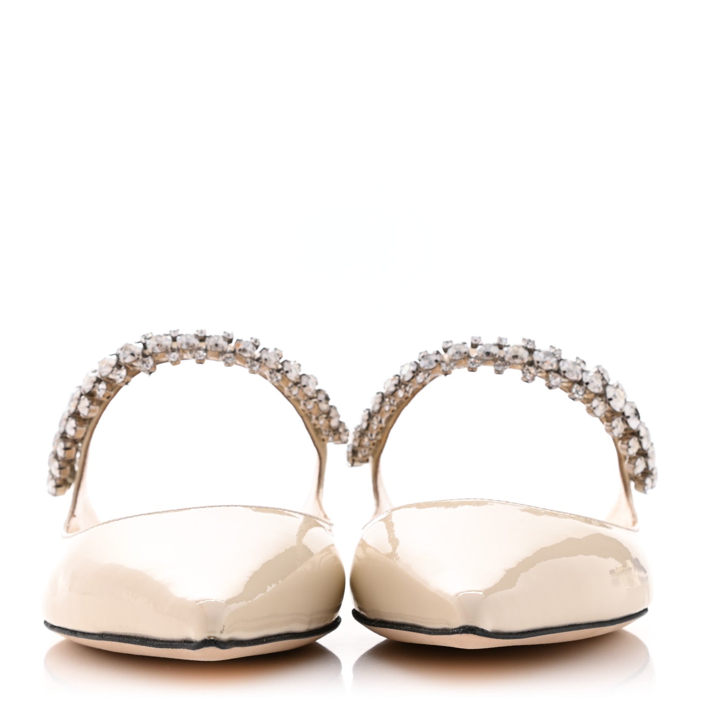 Patent Crystal Bing Mule Flats 35 Linen