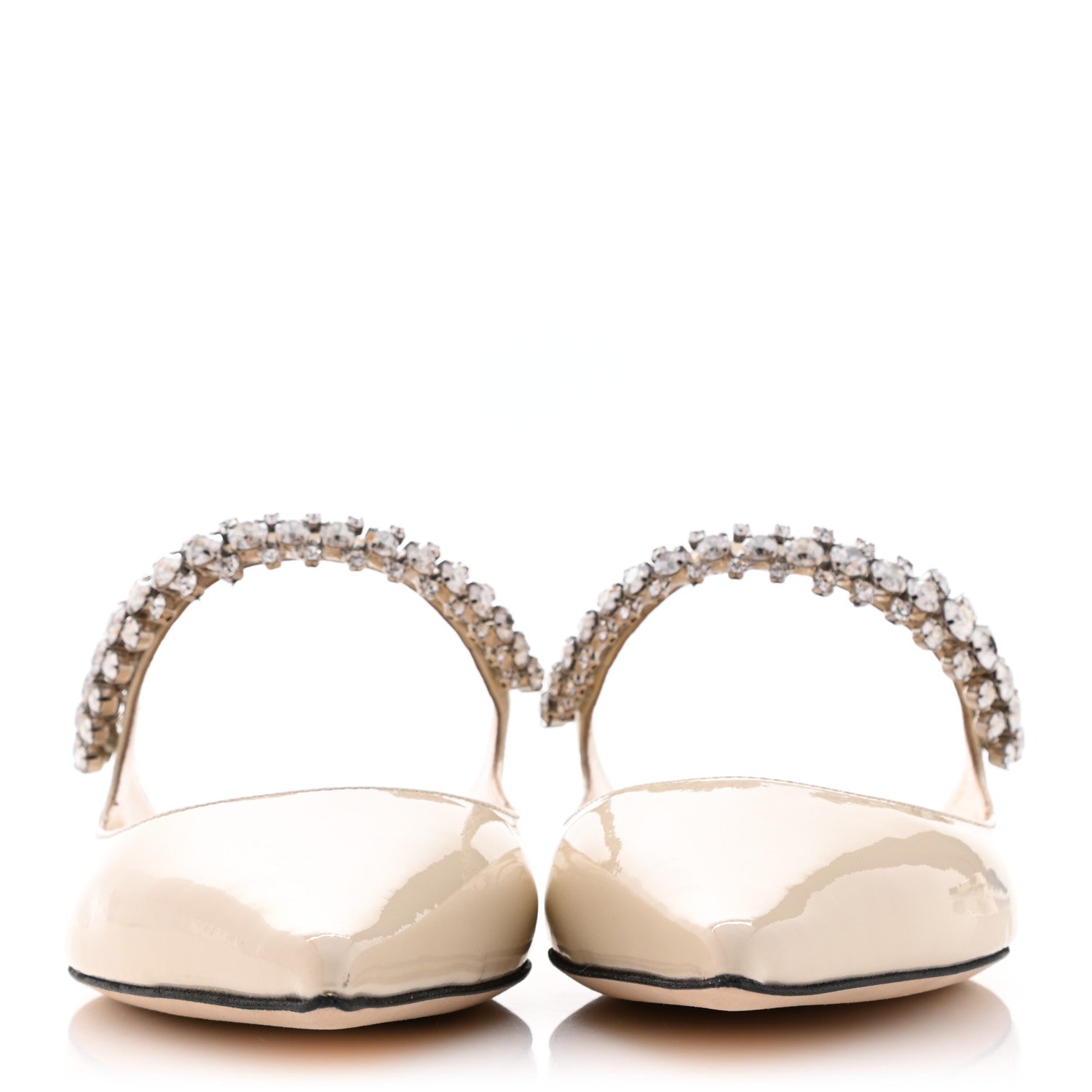 Jimmy Choo Patent Crystal Bing Mule Flats 35 Linen 2 of 7