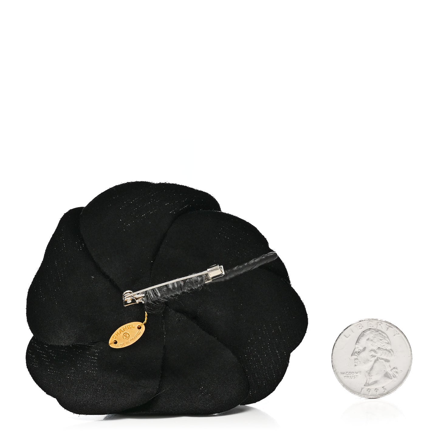 Fabric Camellia Brooch Black