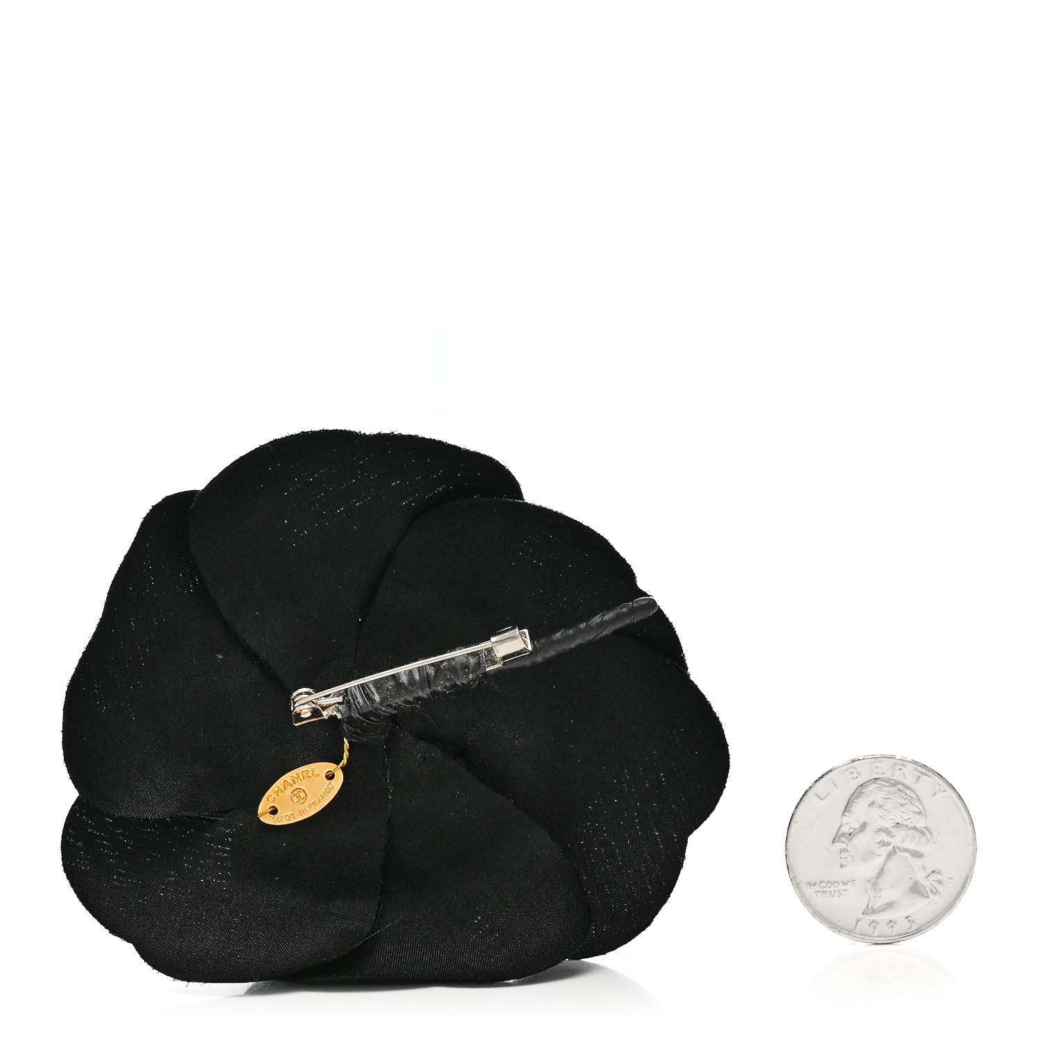 Chanel Fabric Camellia Brooch Black 2 of 4