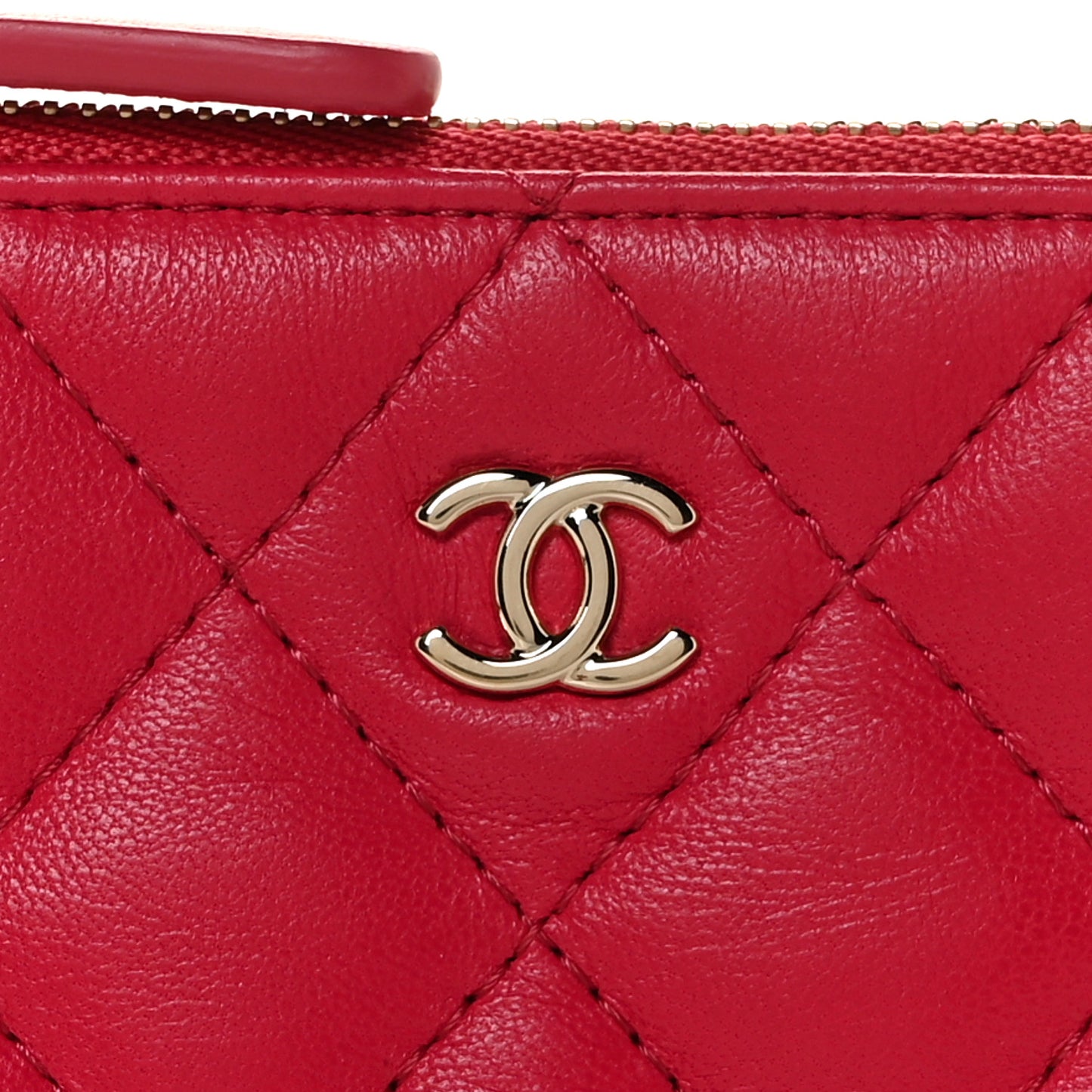 Lambskin Quilted Small Cosmetic Case Dark Pink