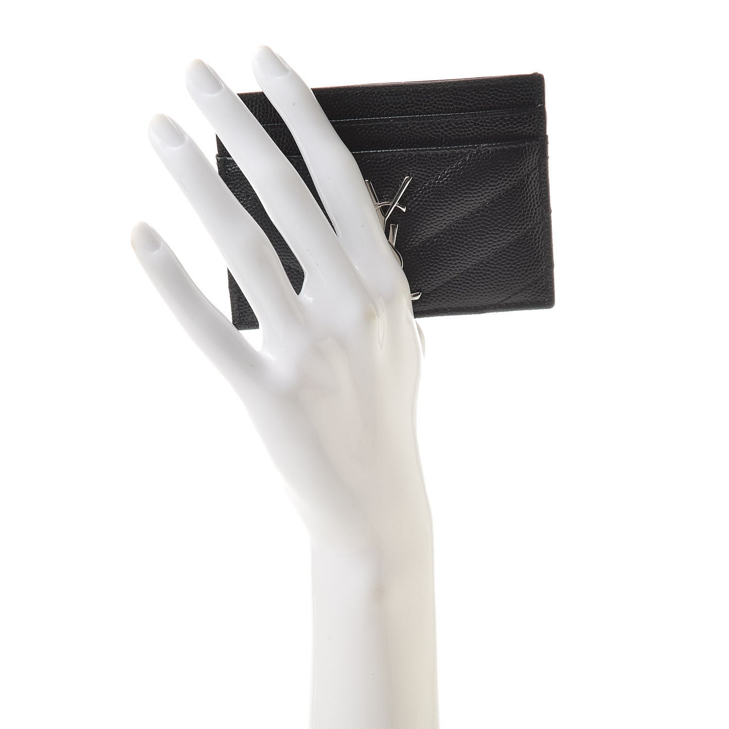 Grain De Poudre Matelasse Chevron Monogram Credit Card Case Black