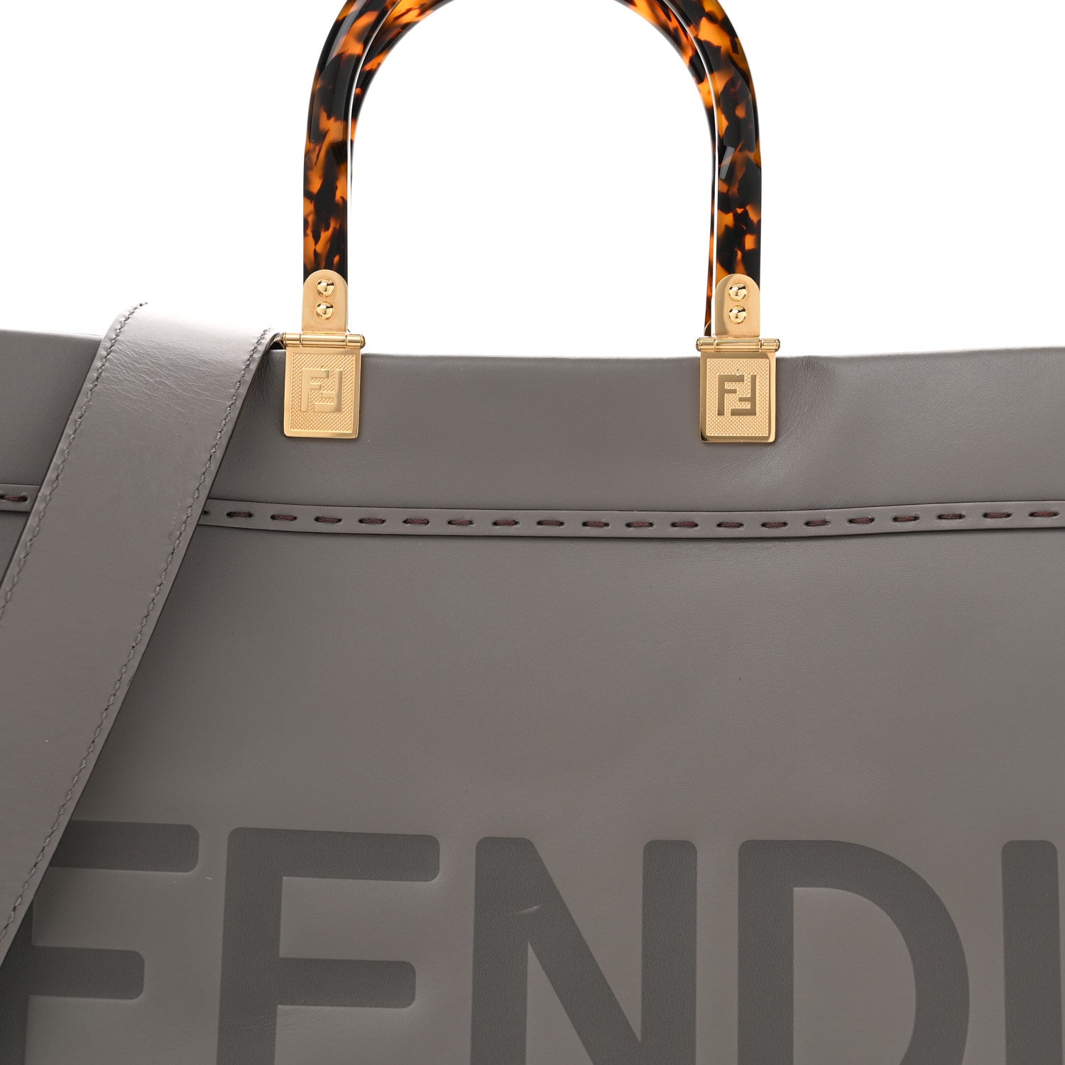 Fendi Vitello King Plexiglass Logo Embossed Medium Fendi Sunshine Shopper Tote Moon 7 of 12