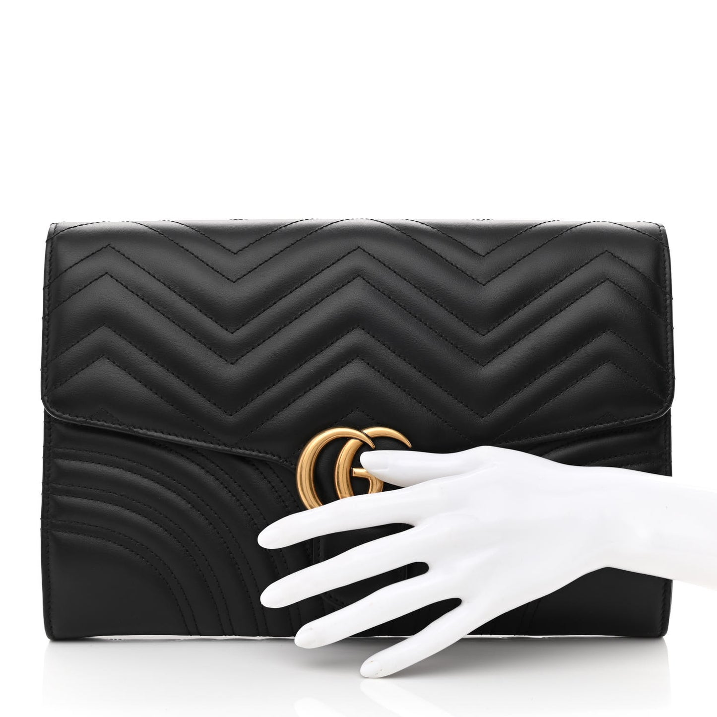 Calfskin Matelasse GG Marmont Clutch Black