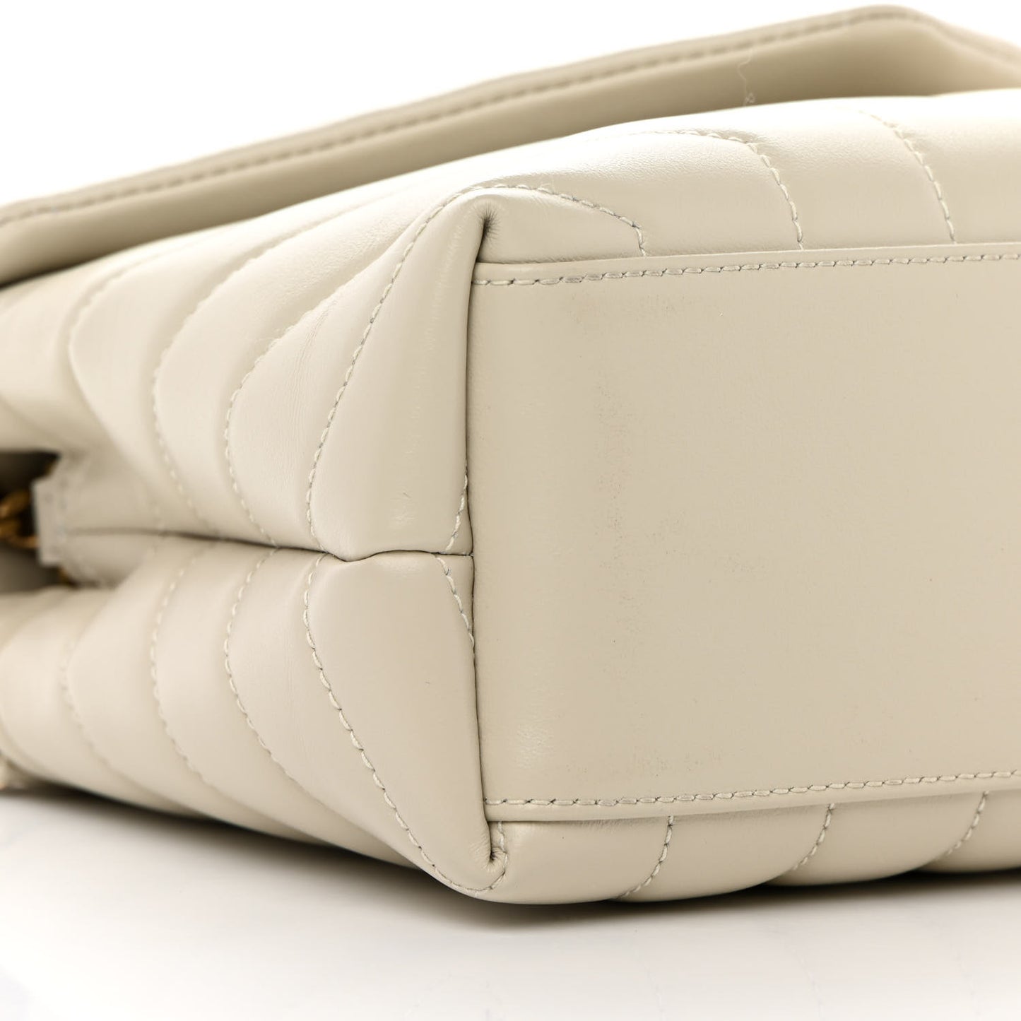 Calfskin Y Quilted Monogram Small Loulou Chain Satchel Crema Soft