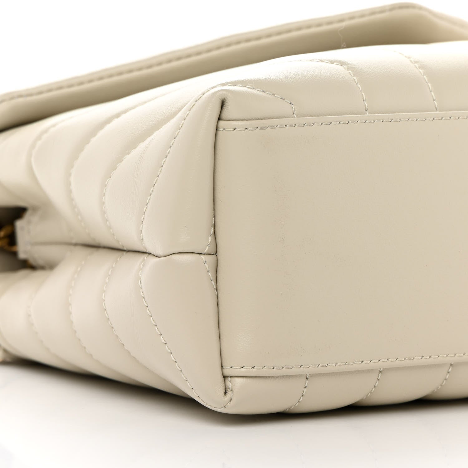 Saint Laurent Calfskin Y Quilted Monogram Small Loulou Chain Satchel Crema Soft 9 of 12