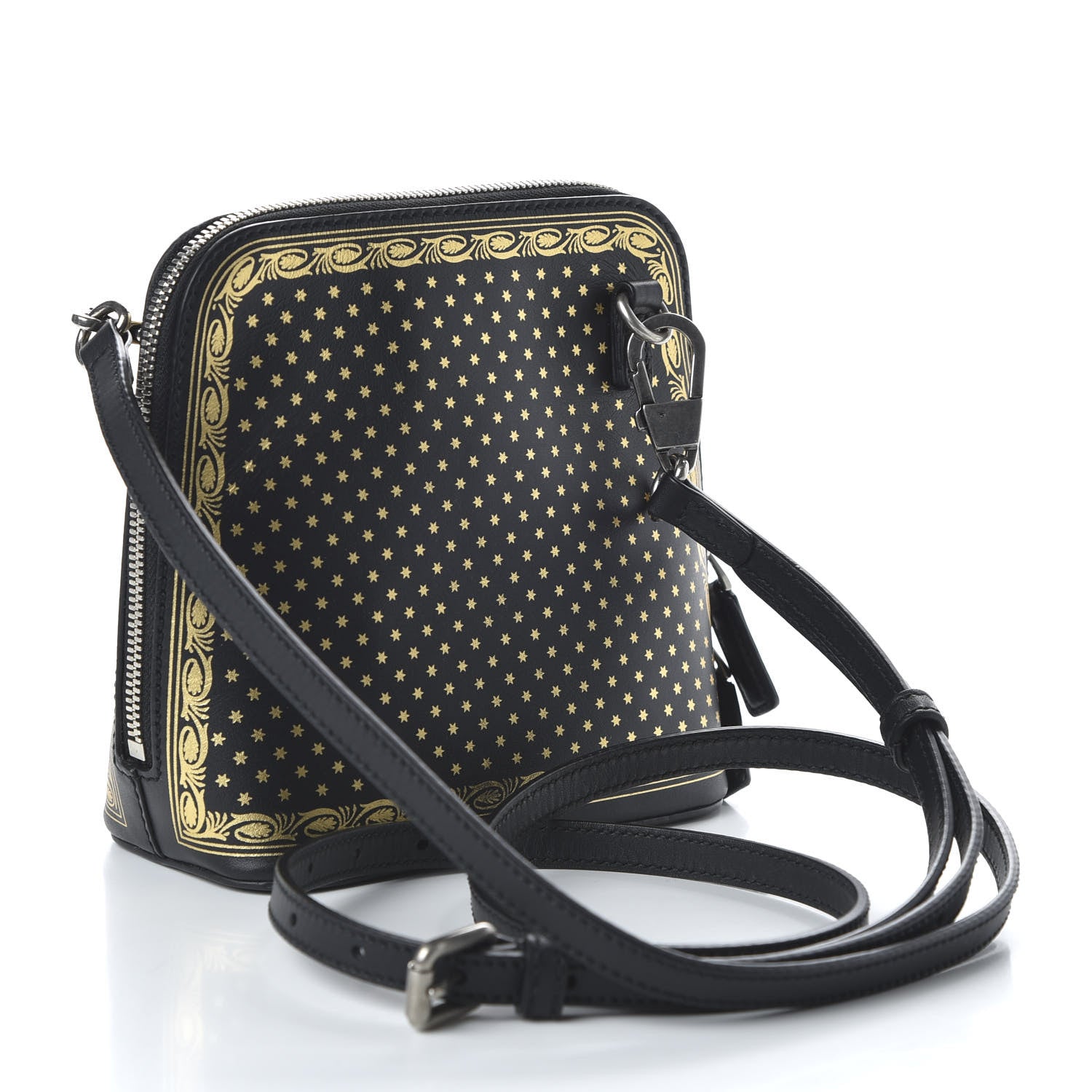 Gucci X SEGA Calfskin GUCCY Stars Mini Dome Shoulder Bag Black Gold 3 of 10