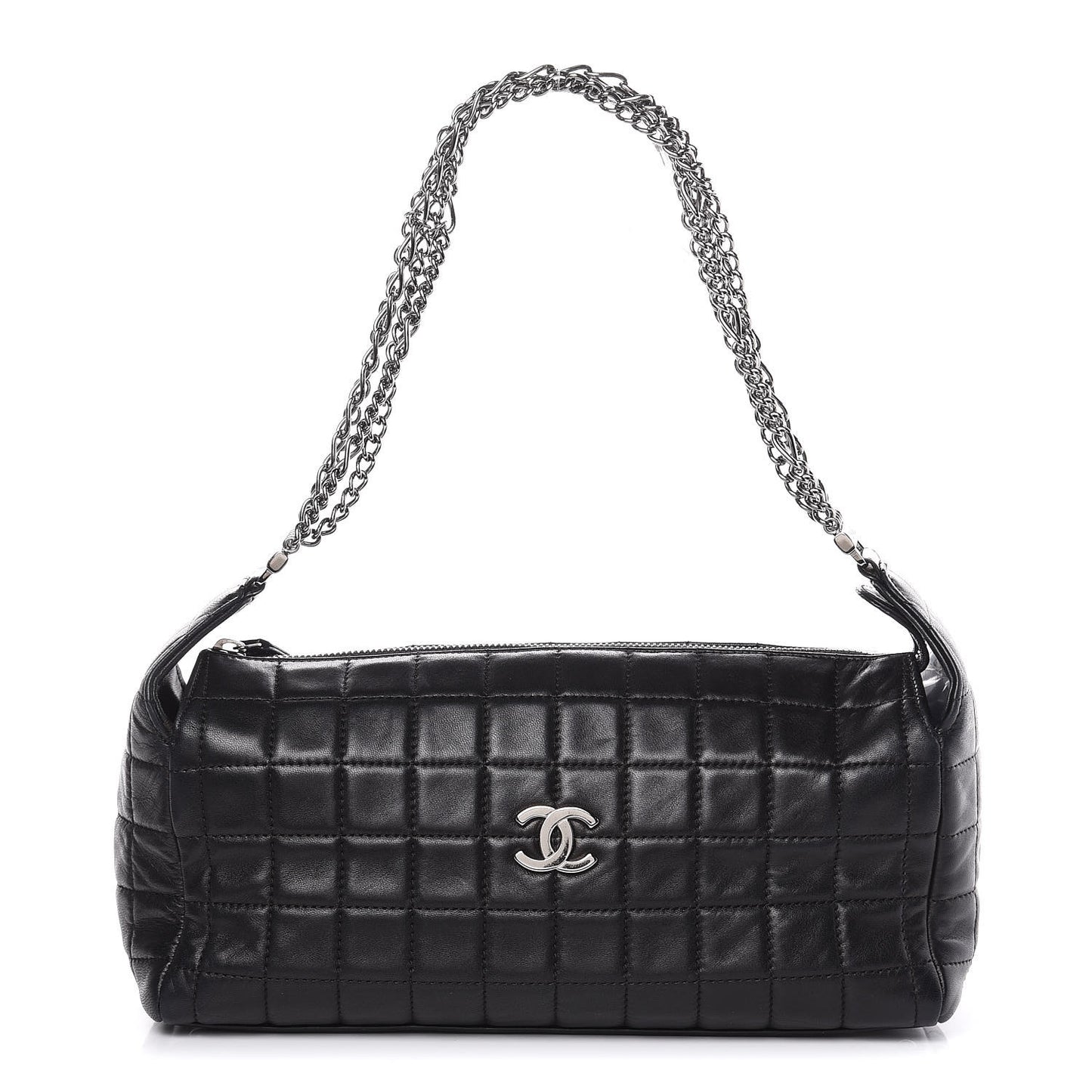 Lambskin Quilted Chocolate Bar Shoulder Bag Black