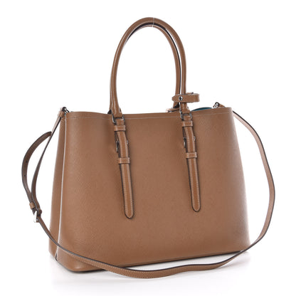 Prada Saffiano Cuir Medium Double Handle Tote Cannella Turchese 3 of 10