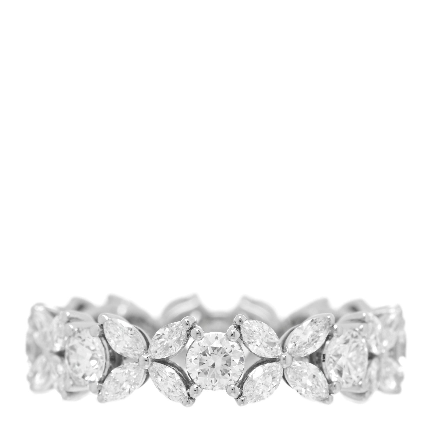 Tiffany Platinum Diamond Victoria Alternating Band Ring 53 6.25 4 of 5
