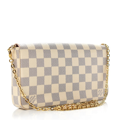Louis Vuitton Damier Azur Pochette Felicie Chain Wallet Rose Ballerine 4 of 8