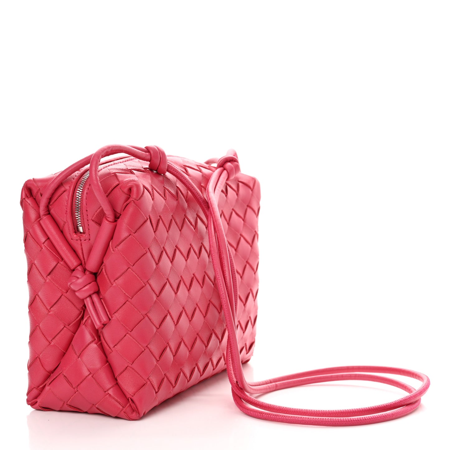 Nappa Intrecciato Small Loop Camera Bag Cranberry