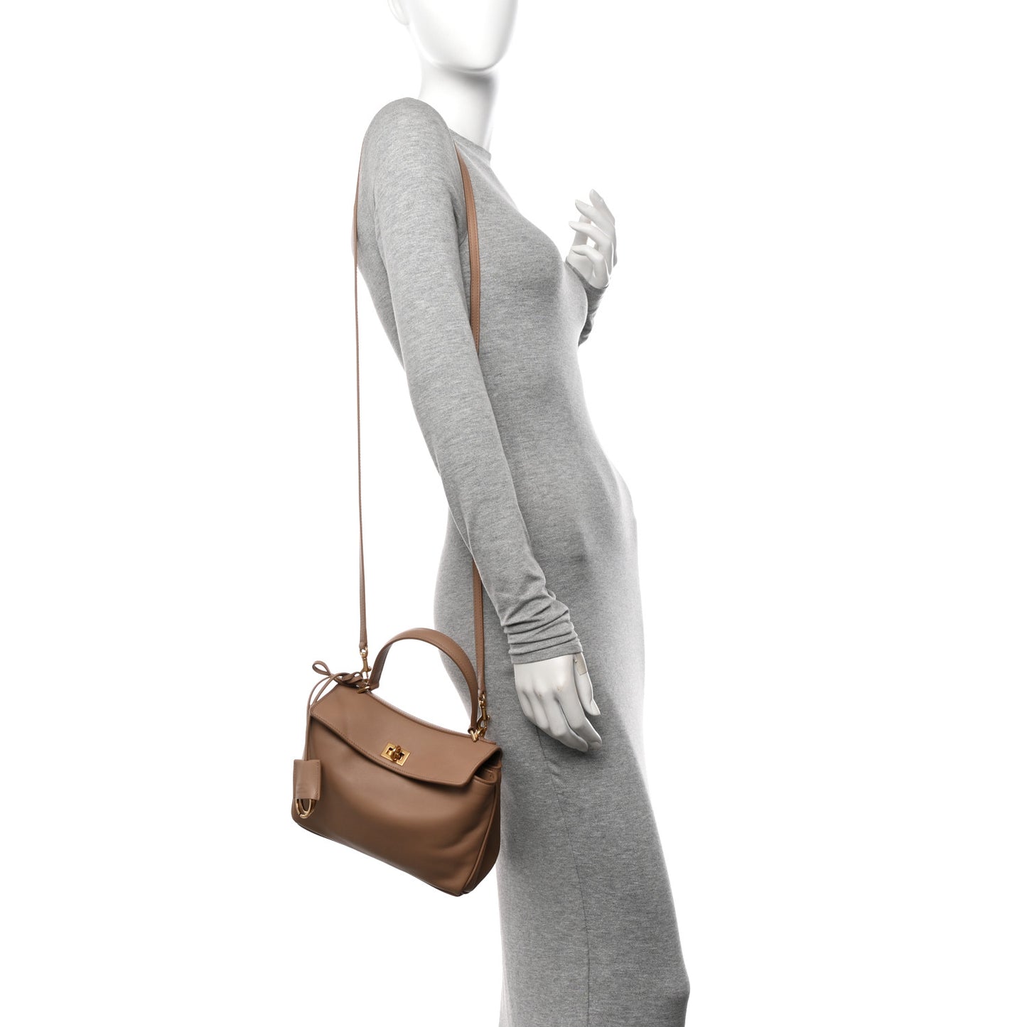 Natural Smooth Calfskin Mini Rodeo Top Handle Handbag Latte
