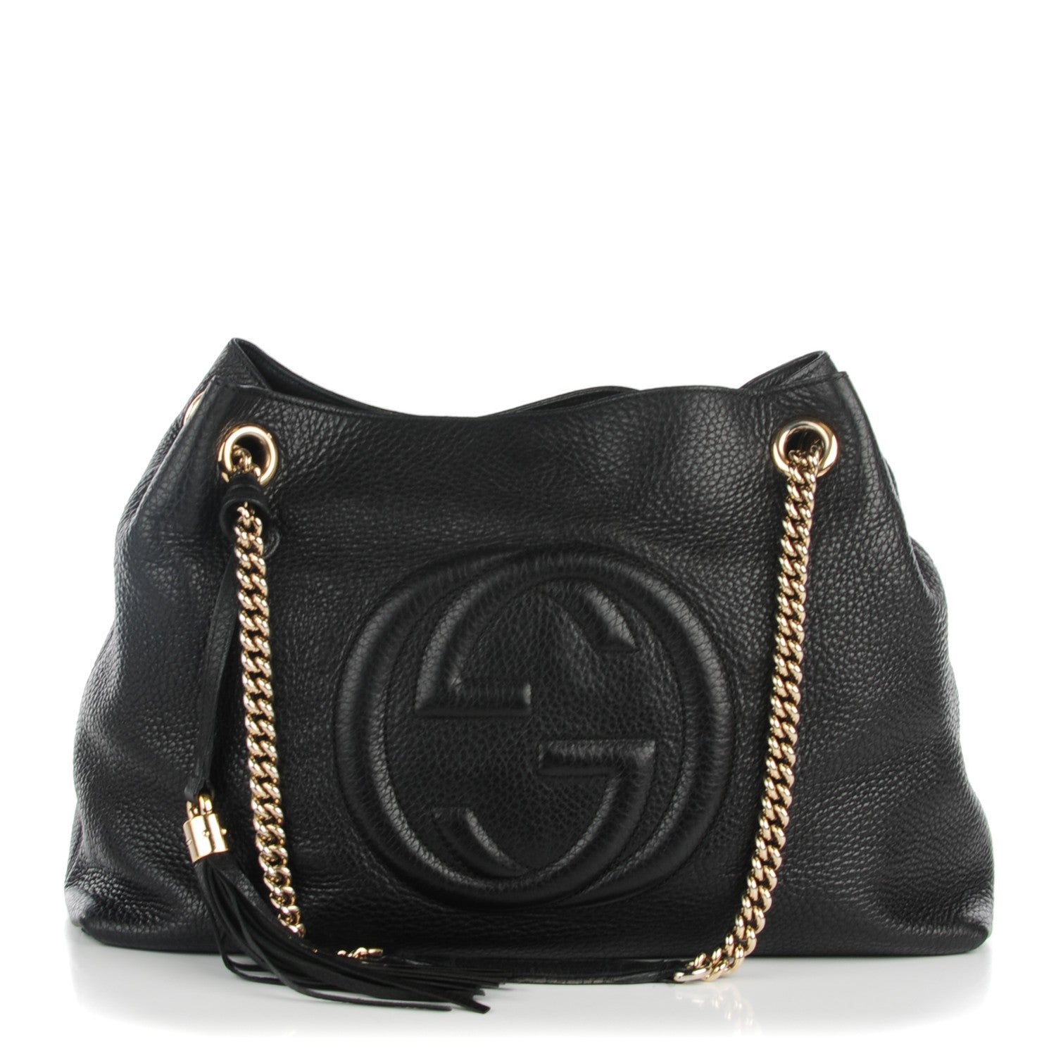 Gucci Pebbled Calfskin Medium Soho Chain Shoulder Bag Black 1 of 9