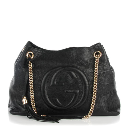 Gucci Pebbled Calfskin Medium Soho Chain Shoulder Bag Black 1 of 9