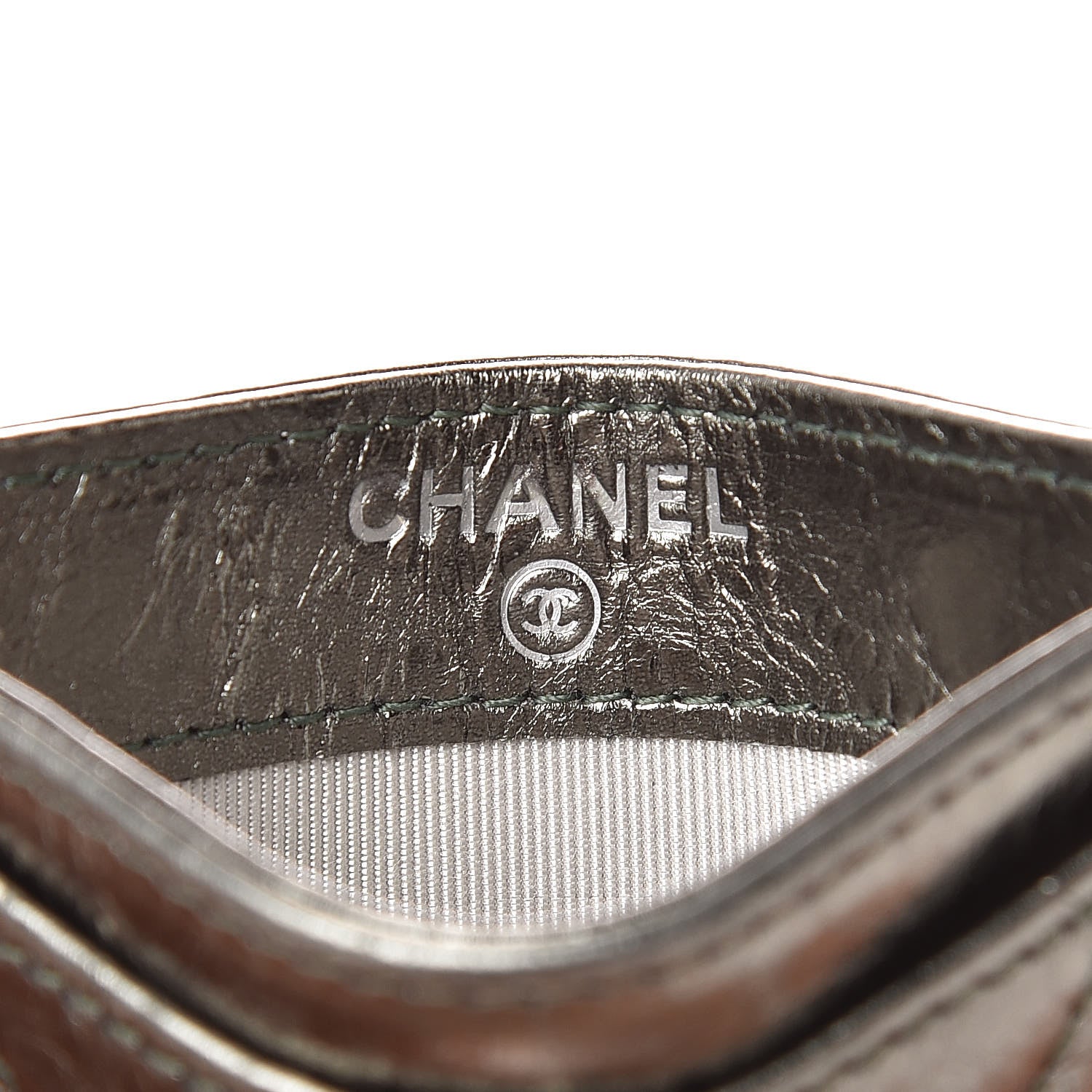 Chanel Metallic Aged Calfskin Quilted Reissue Card Holder Green 6 of 10