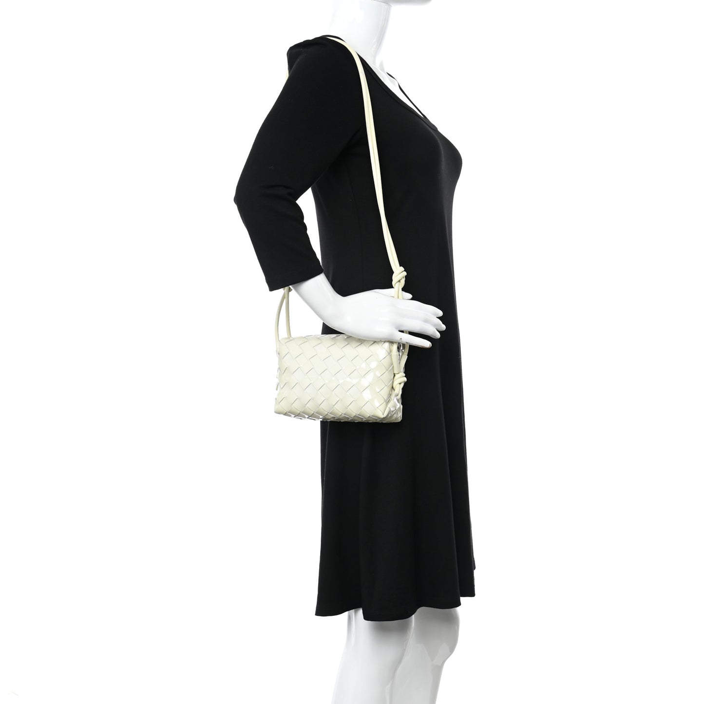Patent Nappa Intrecciato Mini Loop Camera Bag White