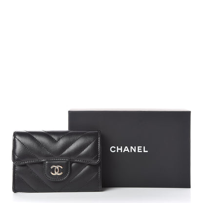 Chanel Lambskin Chevron Quilted Flap Card Holder Black 12 of 12